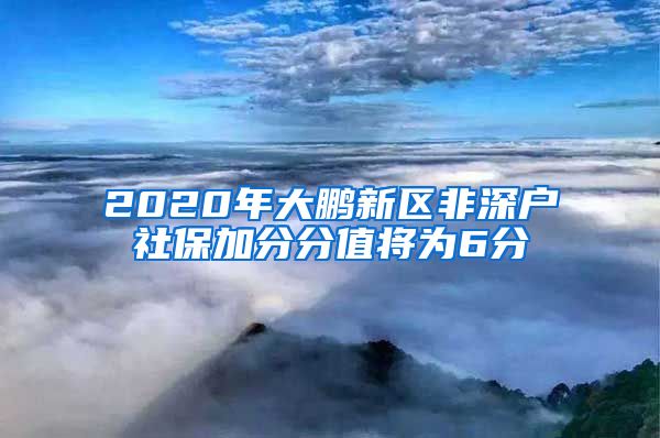 2020年大鹏新区非深户社保加分分值将为6分