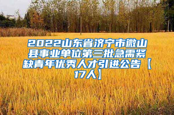 2022山东省济宁市微山县事业单位第三批急需紧缺青年优秀人才引进公告【17人】