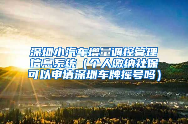 深圳小汽车增量调控管理信息系统（个人缴纳社保可以申请深圳车牌摇号吗）