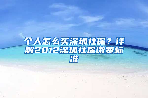 个人怎么买深圳社保？详解2012深圳社保缴费标准