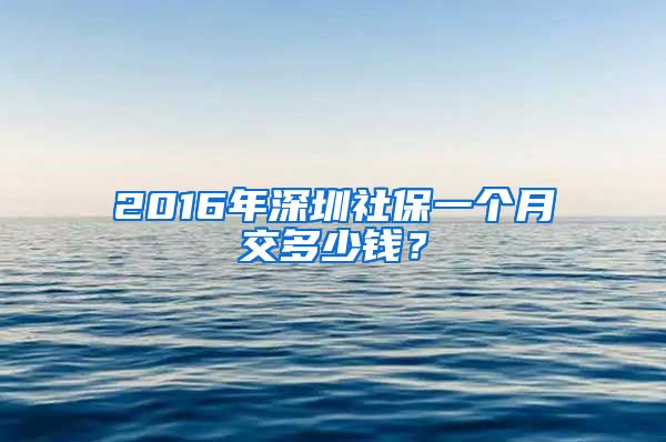 2016年深圳社保一个月交多少钱？