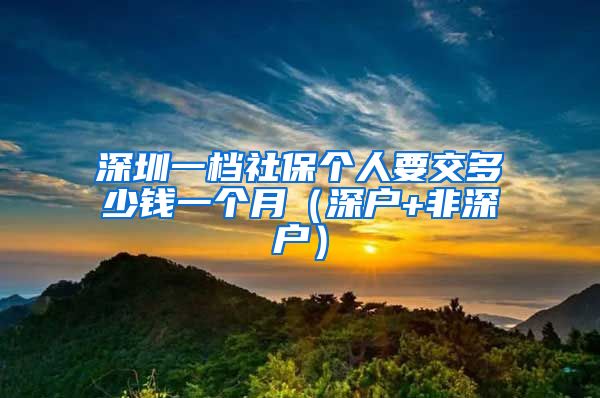 深圳一档社保个人要交多少钱一个月（深户+非深户）