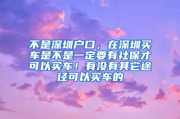 不是深圳户口，在深圳买车是不是一定要有社保才可以买车！有没有其它途径可以买车的