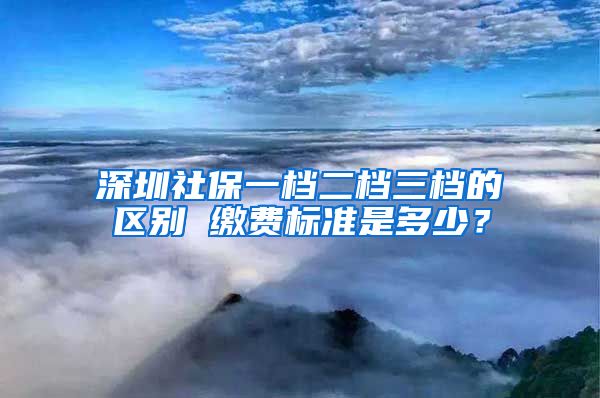 深圳社保一档二档三档的区别 缴费标准是多少？