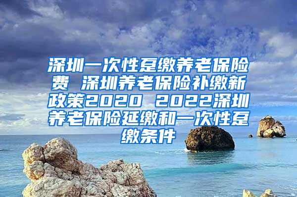 深圳一次性趸缴养老保险费 深圳养老保险补缴新政策2020 2022深圳养老保险延缴和一次性趸缴条件