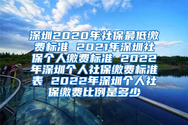 深圳2020年社保最低缴费标准 2021年深圳社保个人缴费标准 2022年深圳个人社保缴费标准表 2022年深圳个人社保缴费比例是多少