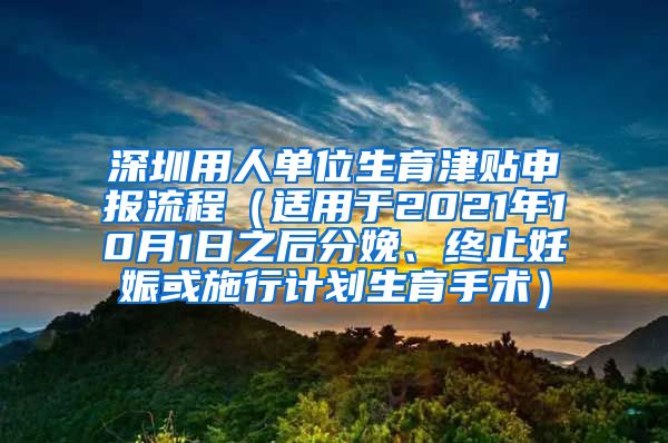 深圳用人单位生育津贴申报流程（适用于2021年10月1日之后分娩、终止妊娠或施行计划生育手术）