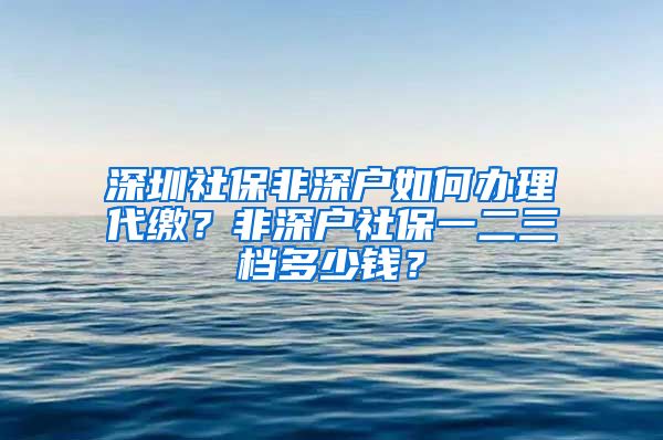 深圳社保非深户如何办理代缴？非深户社保一二三档多少钱？