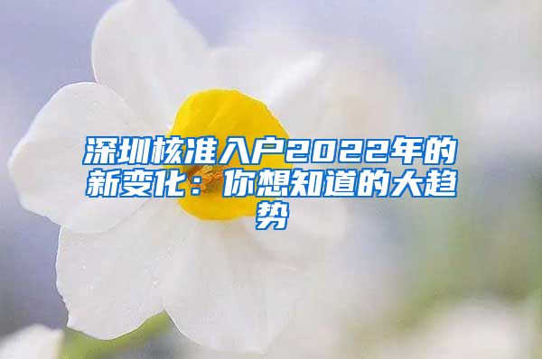 深圳核准入户2022年的新变化：你想知道的大趋势