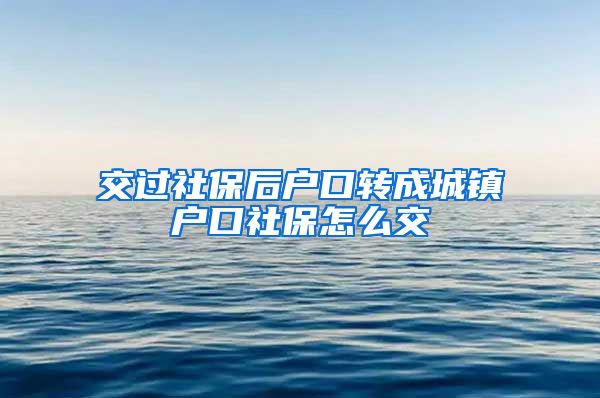 交过社保后户口转成城镇户口社保怎么交