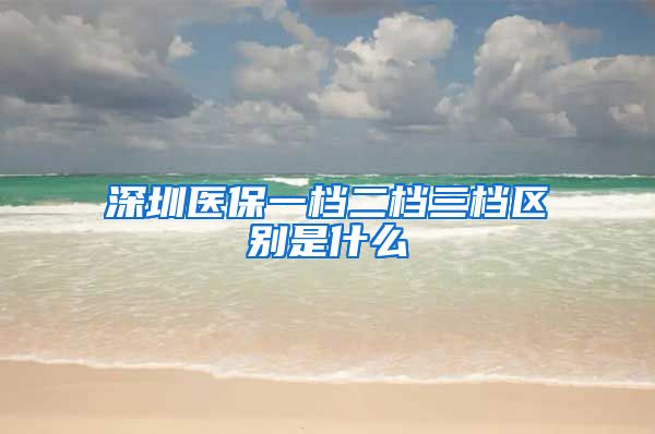 深圳医保一档二档三档区别是什么