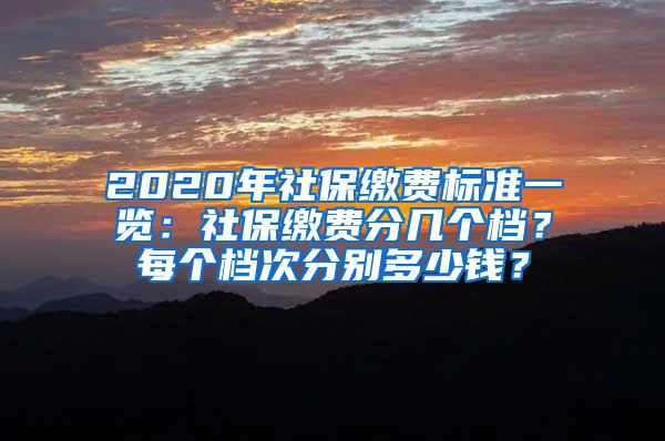 2020年社保缴费标准一览：社保缴费分几个档？每个档次分别多少钱？