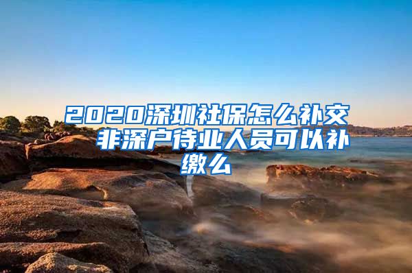 2020深圳社保怎么补交  非深户待业人员可以补缴么