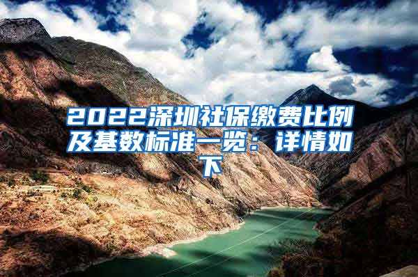 2022深圳社保缴费比例及基数标准一览：详情如下