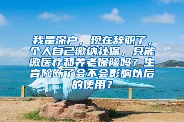 我是深户，现在辞职了，个人自己缴纳社保，只能缴医疗和养老保险吗？生育险断了会不会影响以后的使用？