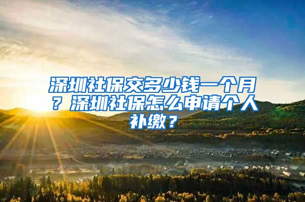 深圳社保交多少钱一个月？深圳社保怎么申请个人补缴？