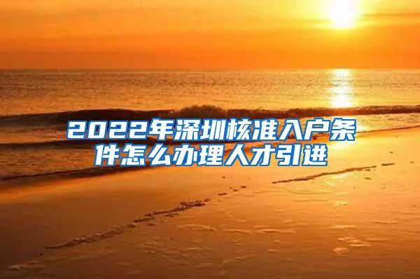 2022年深圳核准入户条件怎么办理人才引进