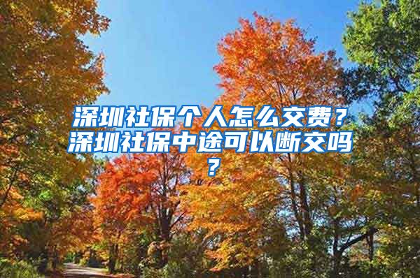 深圳社保个人怎么交费？深圳社保中途可以断交吗？