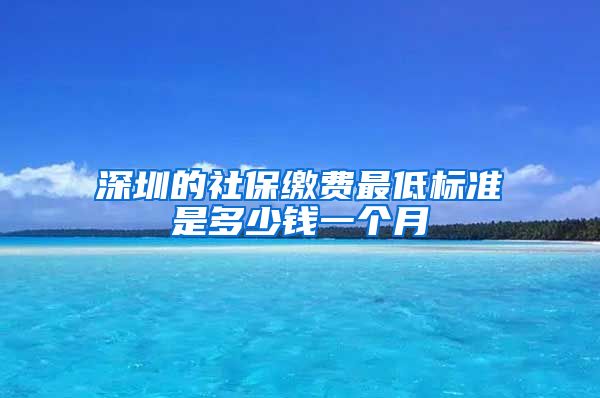 深圳的社保缴费最低标准是多少钱一个月