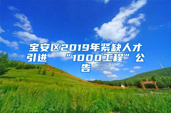 宝安区2019年紧缺人才引进  “1000工程”公告