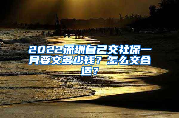 2022深圳自己交社保一月要交多少钱？怎么交合适？