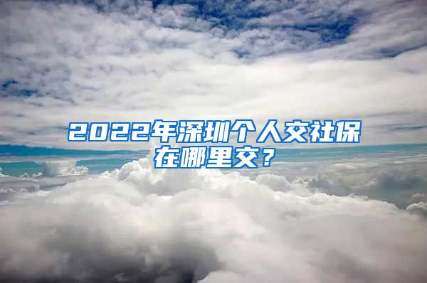 2022年深圳个人交社保在哪里交？