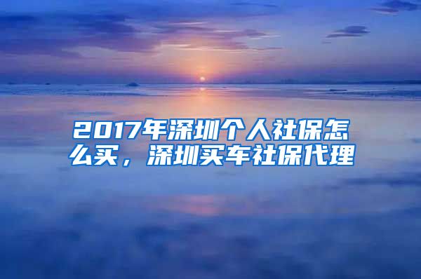 2017年深圳个人社保怎么买，深圳买车社保代理