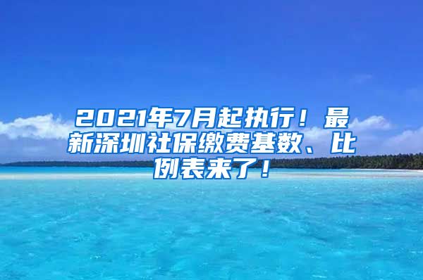 2021年7月起执行！最新深圳社保缴费基数、比例表来了！