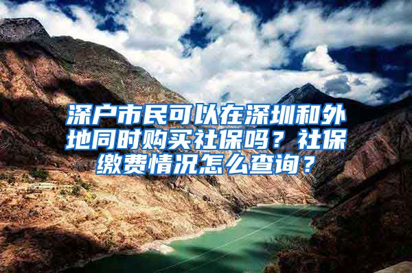 深户市民可以在深圳和外地同时购买社保吗？社保缴费情况怎么查询？