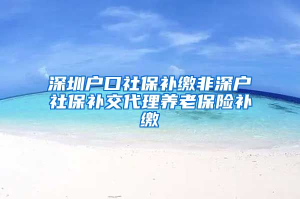 深圳户口社保补缴非深户社保补交代理养老保险补缴