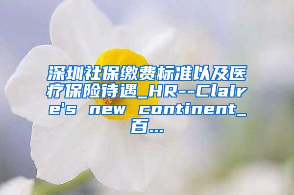 深圳社保缴费标准以及医疗保险待遇_HR--Claire's new continent_百...