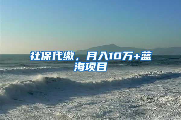 社保代缴，月入10万+蓝海项目