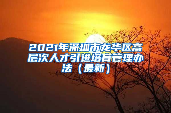 2021年深圳市龙华区高层次人才引进培育管理办法（最新）