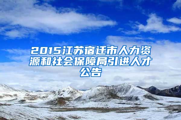 2015江苏宿迁市人力资源和社会保障局引进人才公告