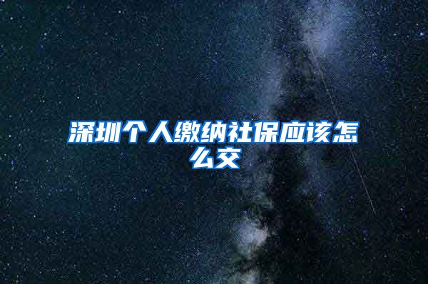 深圳个人缴纳社保应该怎么交