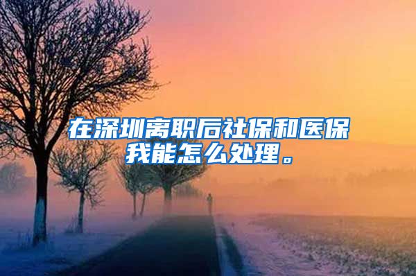 在深圳离职后社保和医保我能怎么处理。