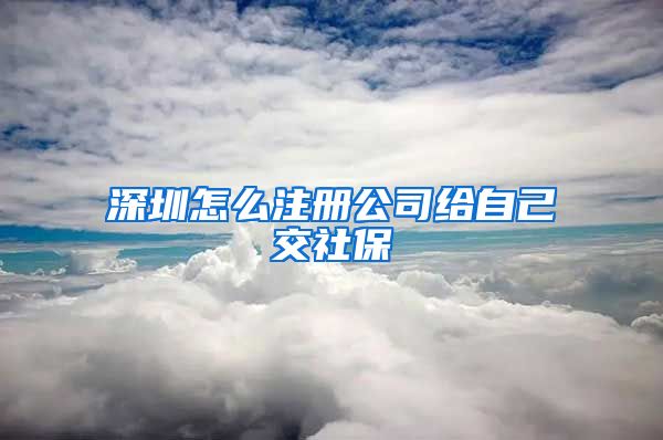 深圳怎么注册公司给自己交社保