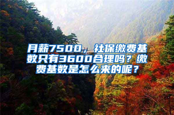 月薪7500，社保缴费基数只有3600合理吗？缴费基数是怎么来的呢？