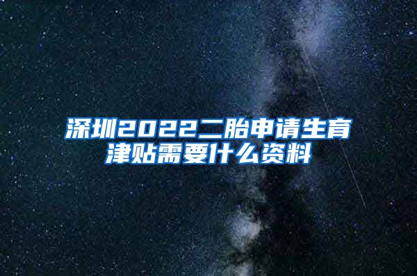 深圳2022二胎申请生育津贴需要什么资料