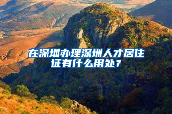 在深圳办理深圳人才居住证有什么用处？