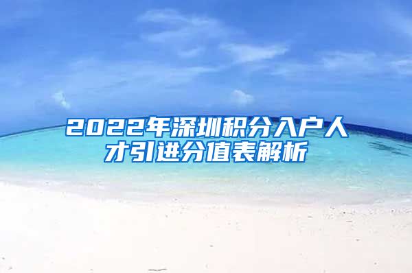 2022年深圳积分入户人才引进分值表解析