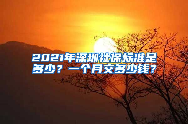 2021年深圳社保标准是多少？一个月交多少钱？