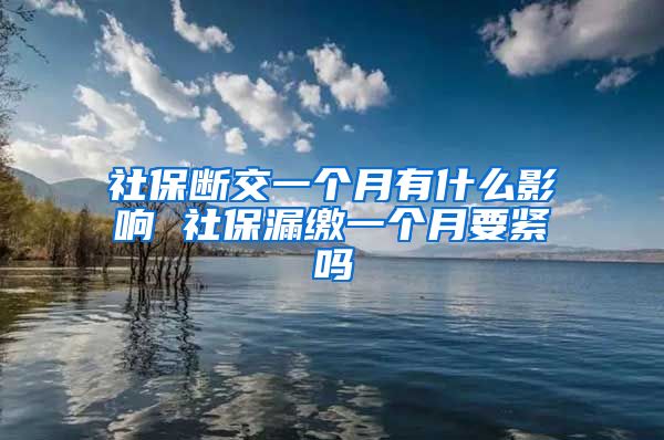 社保断交一个月有什么影响 社保漏缴一个月要紧吗