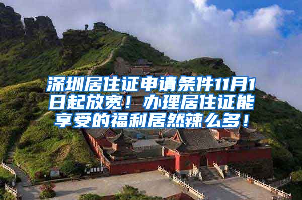 深圳居住证申请条件11月1日起放宽！办理居住证能享受的福利居然辣么多！