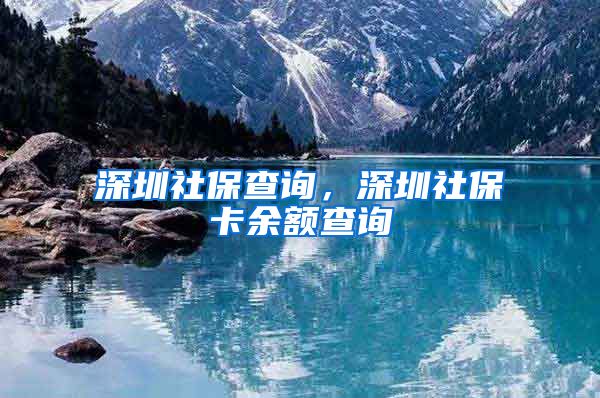 深圳社保查询，深圳社保卡余额查询