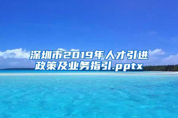 深圳市2019年人才引进政策及业务指引.pptx