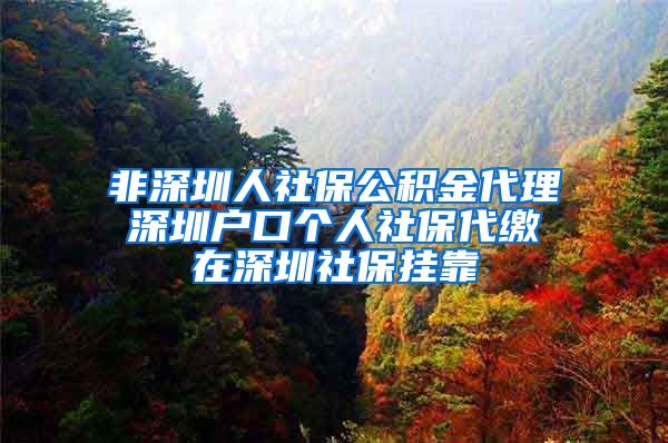 非深圳人社保公积金代理 深圳户口个人社保代缴 在深圳社保挂靠