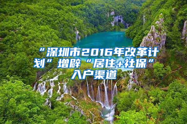 “深圳市2016年改革计划”增辟“居住+社保”入户渠道