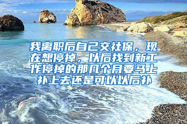 我离职后自己交社保，现在想停掉，以后找到新工作停掉的那几个月要马上补上去还是可以以后补