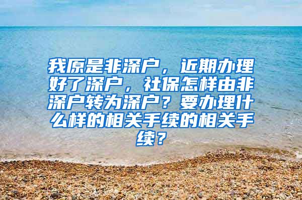 我原是非深户，近期办理好了深户，社保怎样由非深户转为深户？要办理什么样的相关手续的相关手续？